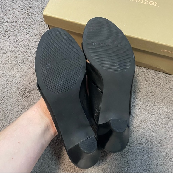 Naturalizer Leather Upper Black Slingback Peep Toe Pumps Women’s 5.5M Low-Heel - Picture 5 of 7